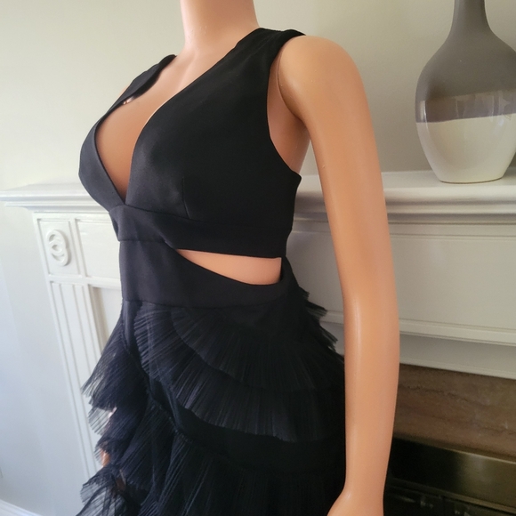BCBGMAXAZRIA gown with a mini slip Underneath Tiered Ruffle. - Picture 8 of 12